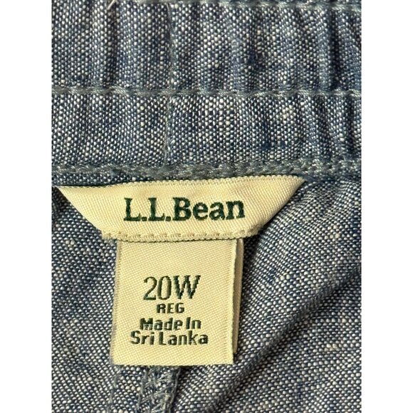 L.L. Bean Women's Plus Size 20 W 100% Linen Wide Leg Pull-on Pants Chambray Blue - Picture 4 of 8
